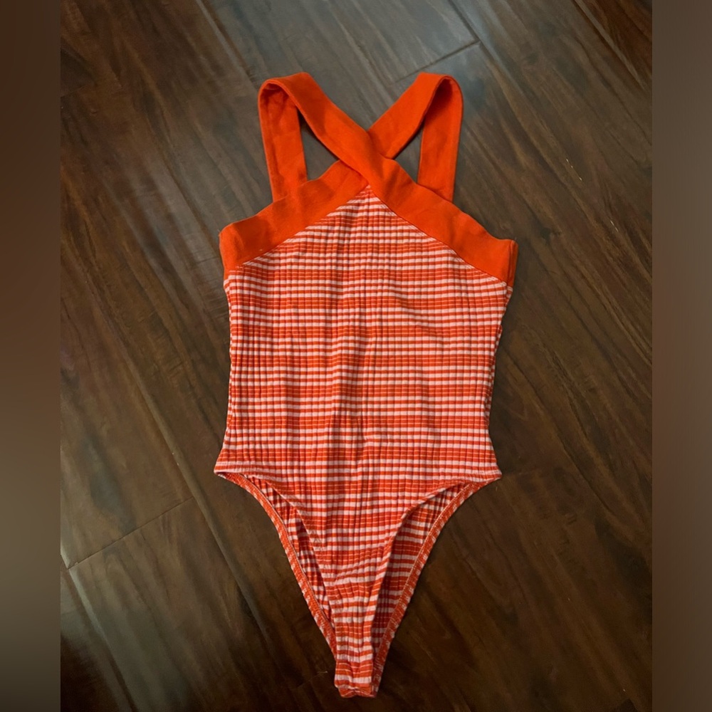 Red pattern bodysuit